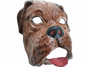 Maska Ręcznie Robiona Pies Buldog Brązowy