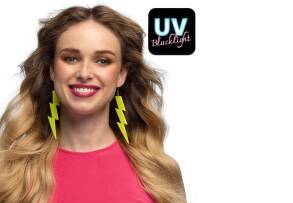 KOLCZYKI DISCO NEONOWE ŻÓŁTE BŁYSKAWICE