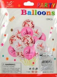 Zestaw balonów różowych konfetti z motywem jednorożec 