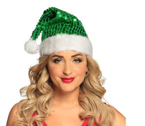 CZAPKA MIKOŁAJA Z CENINAMI ZIELONA SANTA CLAUS ŚWIĘTA