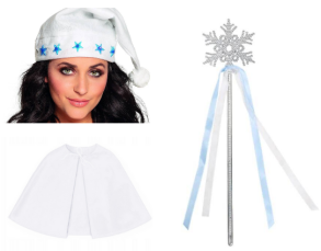 Zestaw Śnieżynka Zima - Peleryna + Różdżka + Czapka 