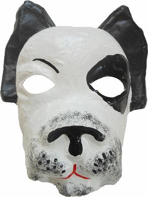 Maska Ręcznie Robiona Pies Bokser Biały