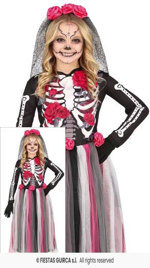 Strój Różana Catrina Kościotrup z Welonem  5-6 Lat