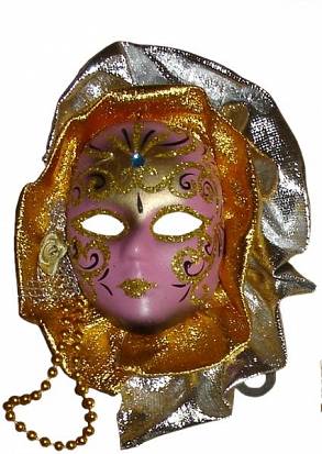 Maska Wenecka z Kołnierzem Srebrna 17Cm (dekoracja)