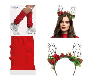 Zestaw Renifer - Poroże + Czerwone Getry 