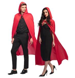 Peleryna z Kapturem 180Cm Czerwona