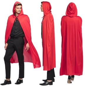 Peleryna z Kapturem 180Cm Czerwona