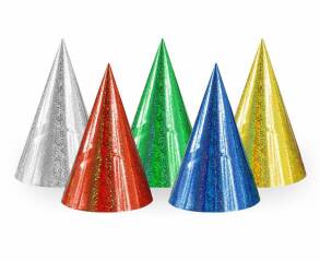 SYLWESTROWA CZAPECZKA PAPIEROWA HOLOGRAFICZNA  NIEBIESKA