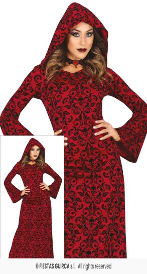 Strój Czerwona Czarownica z kapturem - L