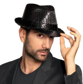 Kapelusz Disco Pop Star z Cekinami Czarny Fedora