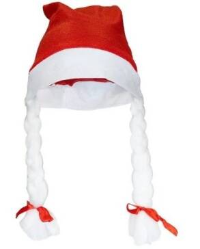 Czapka Mikołaja z warkoczami eko