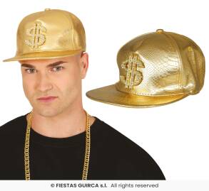 CZAPKA Z DASZKIEM ZŁOTA DOLAR HIP HOP RAPER