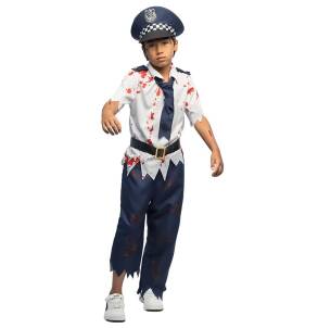 Strój Policjant Zombie Krwawy Gliniarz 7-9 Lat 