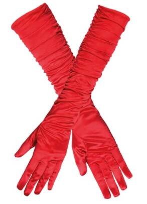 Rękawiczki Satynowe Czerwone 60 cm 