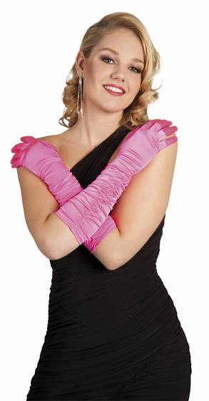 Rękawiczki Satynowe Różowe 60 cm 