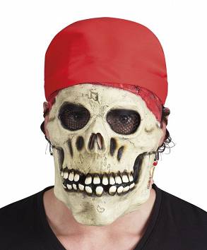 Maska lateksowa Czaszka Pirata z chustą