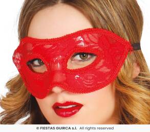 MASKA WENECKA KORONKOWA CZERWONA