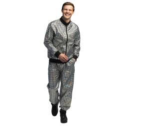 DIAMENTOWY SREBRNY DRES MĘSKI DISCO L