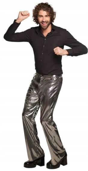 Spodnie Disco Błyszczące Srebrne - M/L