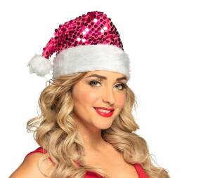 CZAPKA MIKOŁAJA Z CENINAMI RÓŻOWA SANTA CLAUS ŚWIĘTA