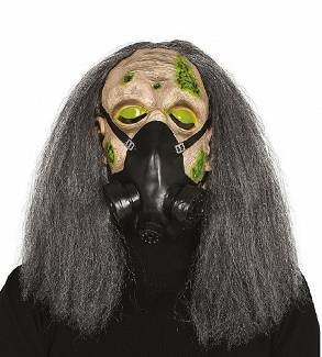 Maska gumowa ofiara nuklearna z włosami