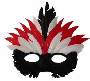 Maska z Piór B Czerwono-Czarna