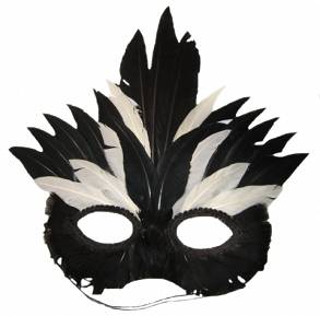 Maska z Piór B Biało-Czarna