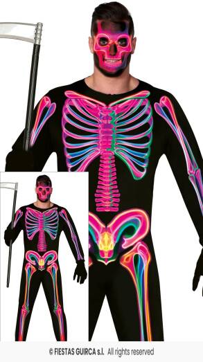 Neonowy Kombinezon Kościotrup Męski -L