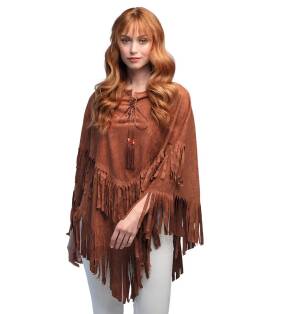 Poncho Hippie Boho Brązowe