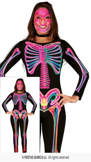 Neonowy Kombinezon Kościotrup Damski - L