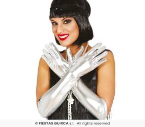 RĘKAWICZKI SREBRNE DŁUGIE 44 CM