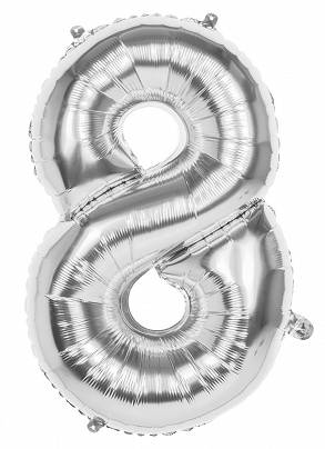 Balon Foliowy "Numer 8" Srebrny 86 cm
