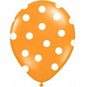 Balon w grochy pomarańczowy 12'' 1 szt.