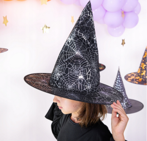 Kapelusz Czarownicy Srebrny w Pajęczynę 