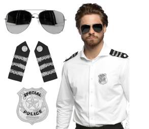 ZESTAW POLICJANTA OKULARY PAGONY ODZNAKA