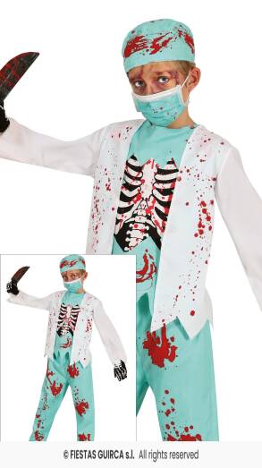 Strój Zakrwawiony Chirurg Zombie Szkielet  5-6 Lat