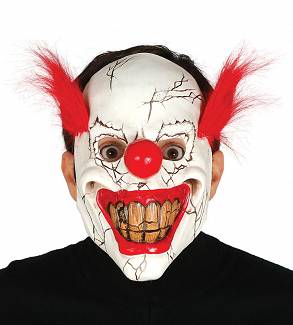 Maska lateksowa klaun + czerwone włosy