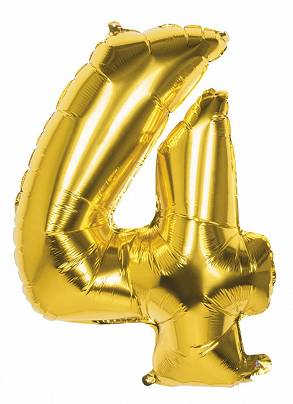 Balon Foliowy "Numer 4" Złoty 86 cm