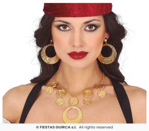 ZŁOTY ZESTAW BIŻUTERII NASZYJNIK I KOLCZYKI PIRATKI