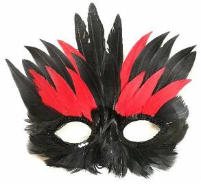Maska z Piór B Czarno-Czerwona