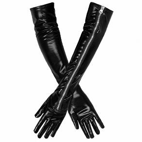 Rękawiczki długie lateksowe czarne z suwakiem 