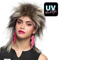 KOLCZYKI DISCO NEONOWY RÓŻ BŁYSKAWICE