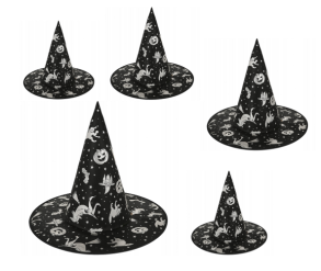 Kapelusz Czarownicy Srebrny - 5 szt. 