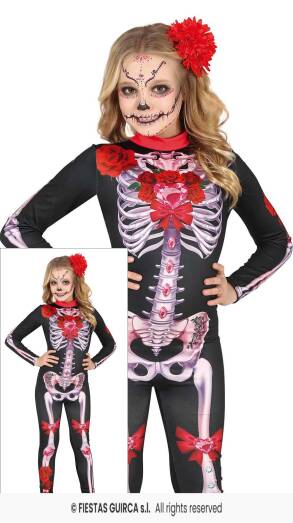 Strój Meksykański Kościotrup Catrina Los Muertos 10-12 Lat 